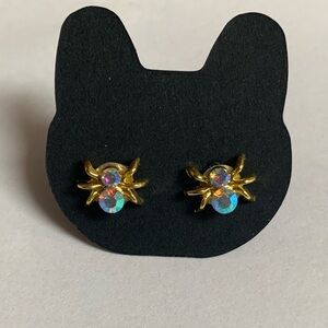 Adorable little golden aurora borealis spider studs